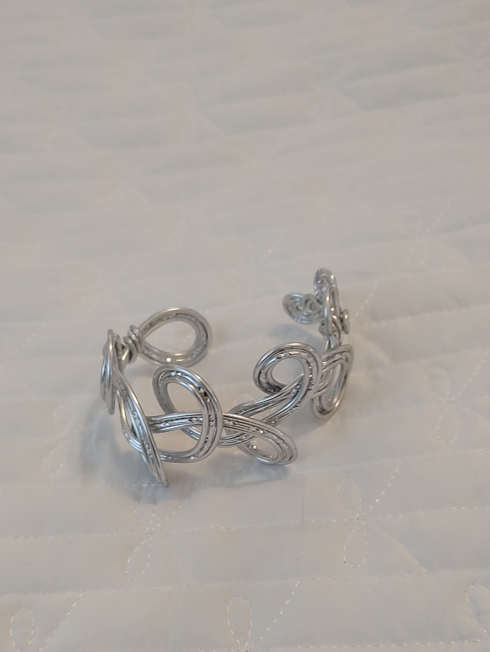 Silver Open Cuff Wire Loop Bracelet - Women Jewelry